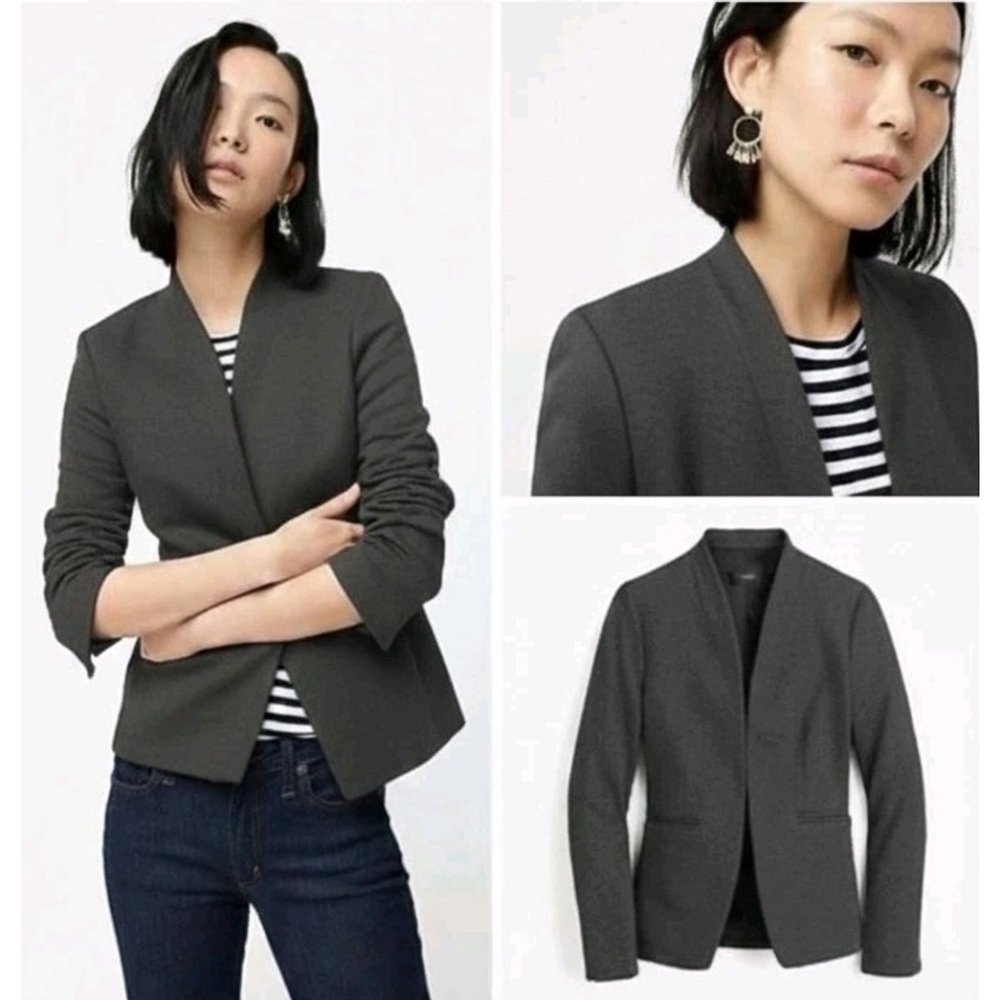 J Crew 365 Going Out Blazer Jacket Academia Gray Open Front Size 2P